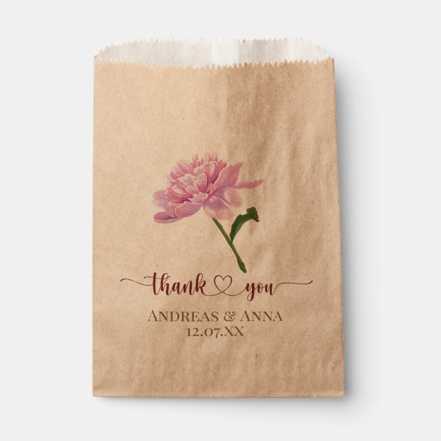 Sacolinha Agradecimento de Casamento Floral Rosa (Frente)