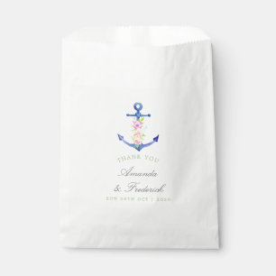 Sacolinha Agradecimento de casamento náutico floral em aquar