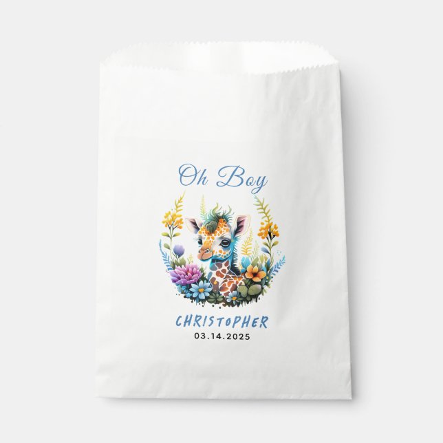 Sacolinha Ah, garoto! Chá de fraldas Baby Giraffe (Frente)