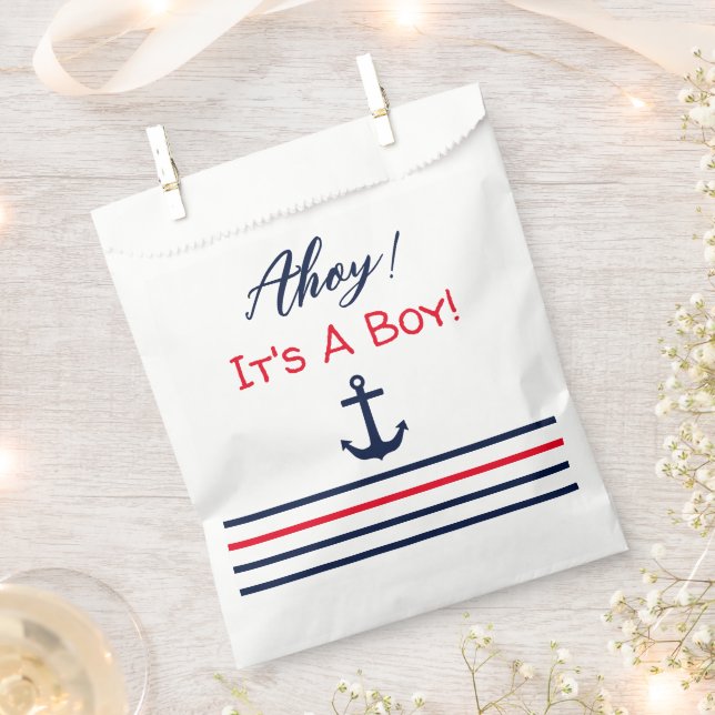 Sacolinha Ahoy, é um menino! Chá de fraldas náutico (Cortado)