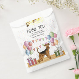 Sacolinha Airedale Terrier Cores Pastéis Aniversário Obrigad