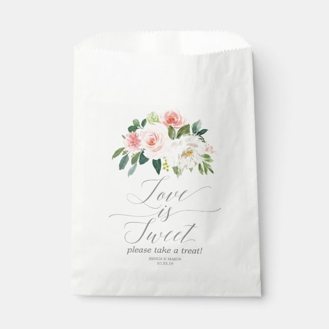 Sacolinha Airy Blush Wedding Favor Bag Love é doce (Frente)