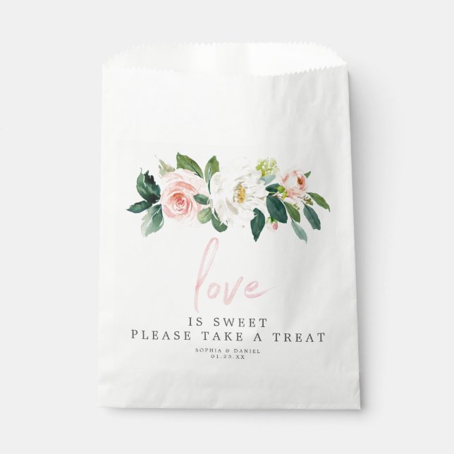 Sacolinha Airy Blush Wedding Favor Bag Love é doce (Frente)