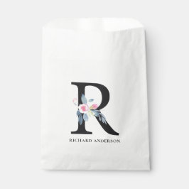 SACOLINHA ALFABETES FLORAIS AZUIS SUAVES LETRA R