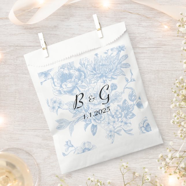 Sacolinha Algo Azul Antes de Fazer Toile Floral Azul (Cortado)