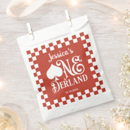 Sacolinha Alice in ONEderland 1st Birthday Red Checkered 