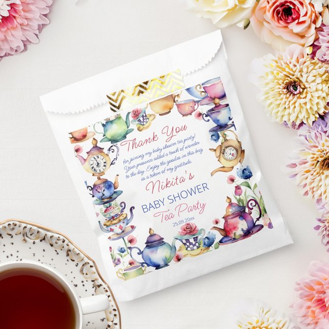 Sacolinha Alice no País das Maravilhas favoritos para festas (Alice in wonderland baby shower tea party favors personalized favor bag)