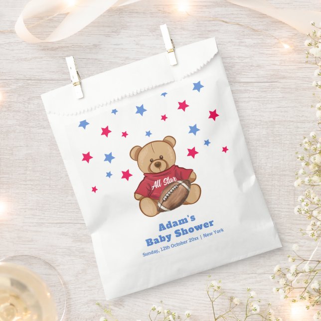 Sacolinha All Star Teddy Bear Football Sport Baby Shower  (Cortado)