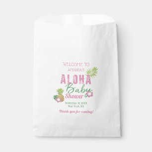 Sacolinha Aloha rosa de bebê & chá de fraldas tropical ver