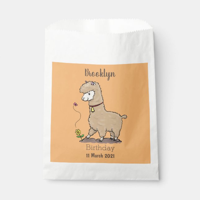 Sacolinha Alpaca feliz e giro com cartoon de borboleta (Frente)