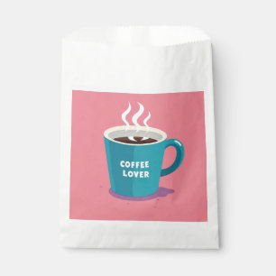 Sacolinha Amante de xícara de café azul rosa minimalista