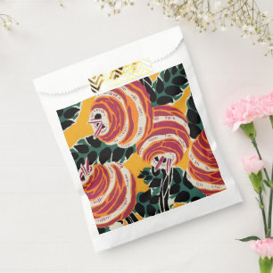 Sacolinha Amarelo Mostarda e Laranja Decoração Floral Art Dé
