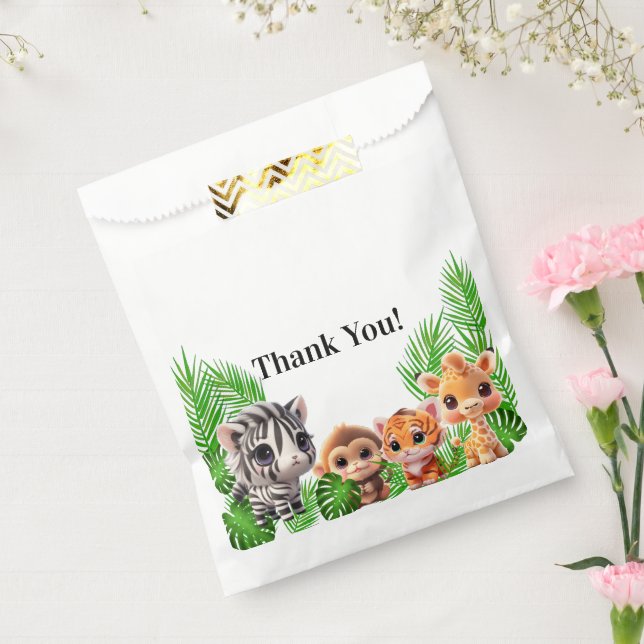 Sacolinha Amigos Safari girafa zebra aniversário de macaco (Selado)