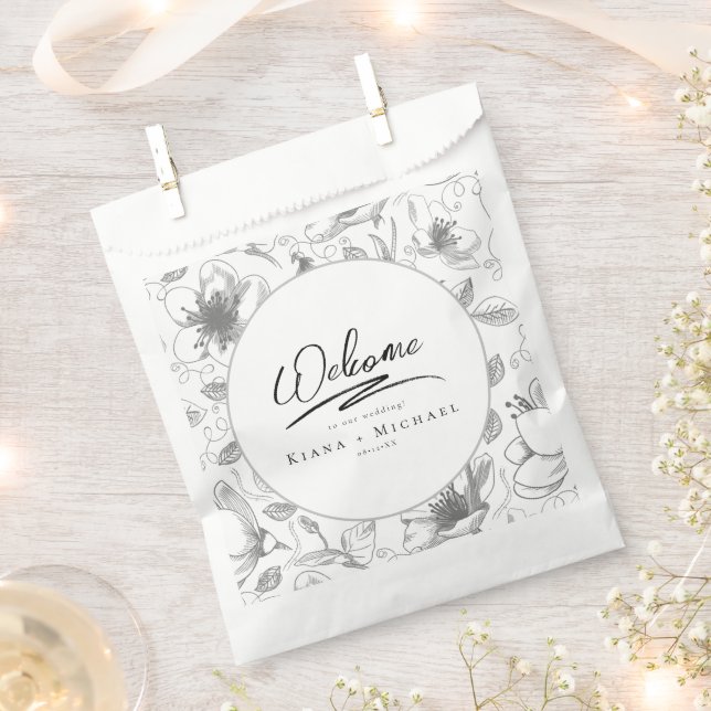 Sacolinha Amor Caligrafia Casamento Floral Blk ID940 (Cortado)