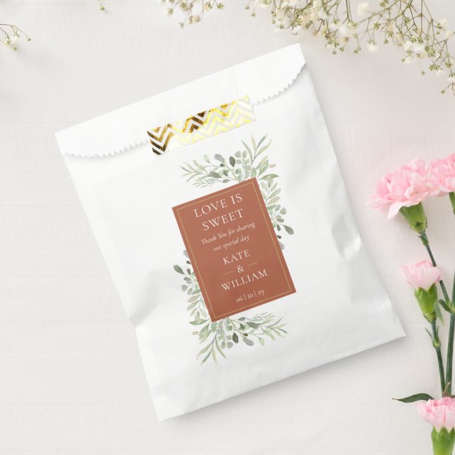 Sacolinha Amor é doce verde Terracotta Casamento (Selado)