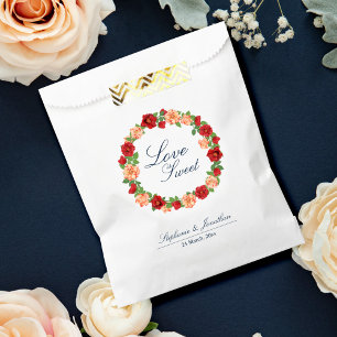 Sacolinha Amor é Rosa vermelha Doce Queimada Casamento Flora