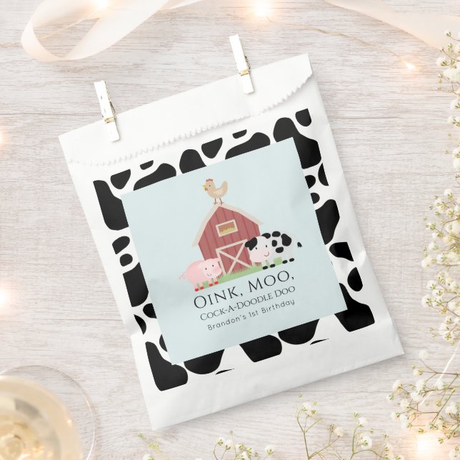 Sacolinha Animais da Fazenda Barnyard Blue Boy Birday (Cortado)