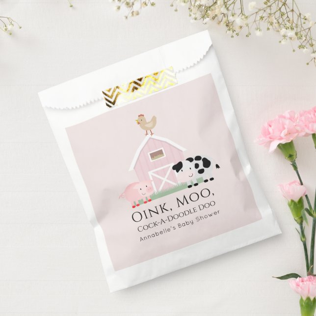 Sacolinha Animais da Fazenda Barnyard Chá de fraldas Rosa (Selado)