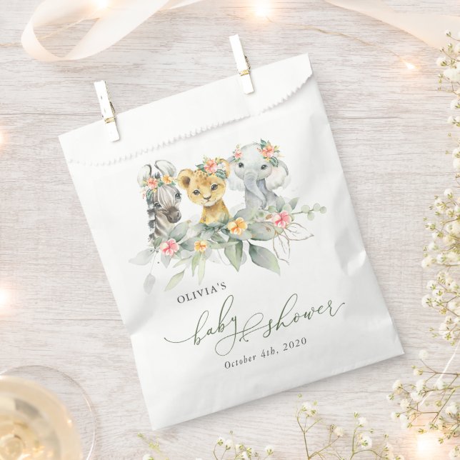 Sacolinha Animais da Selva, Safari, Flores, Chá de Bebê (Cortado)