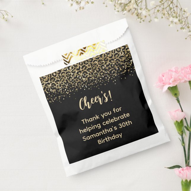 Sacolinha Aniversário com brilho na impressão do Leopardo Do (Selado)