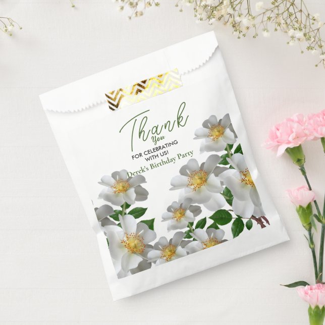 Sacolinha Aniversário com flor branca (Selado)