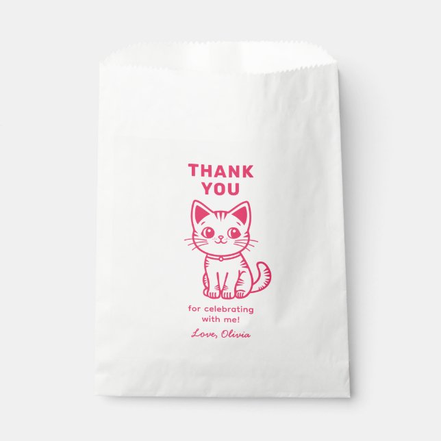 Sacolinha Aniversário da moça com cores personalizadas, gati (Frente)