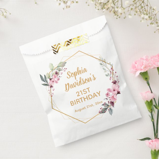 Sacolinha Aniversário de 21 anos de cerejeira elegante favor (Selado)