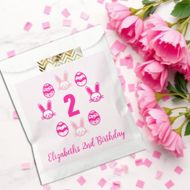 Sacolinha Aniversário de 2 anos Páscoa Rosa (Criador carregado)