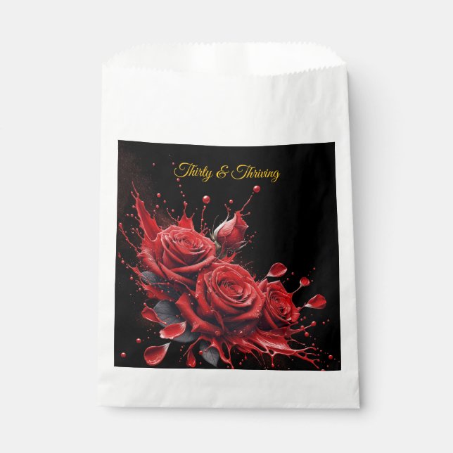 Sacolinha Aniversário de 30 anos Elegante - Rosas em Bloom (Frente)