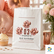 Aniversário de 3 anos de balão Dourado Rosa com br