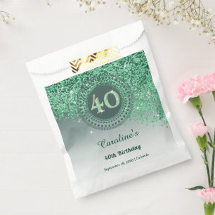 Sacolinha Aniversário de 40 anos de imagem com brilho verde