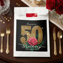 Aniversário de 50 anos Elegante Glam Black Gold Re