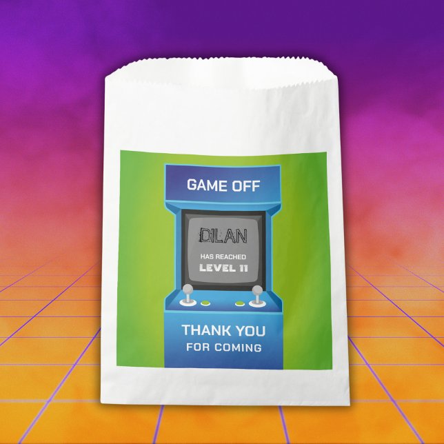 Sacolinha Aniversário de Arcade, convite de aniversário de j (Criador carregado)