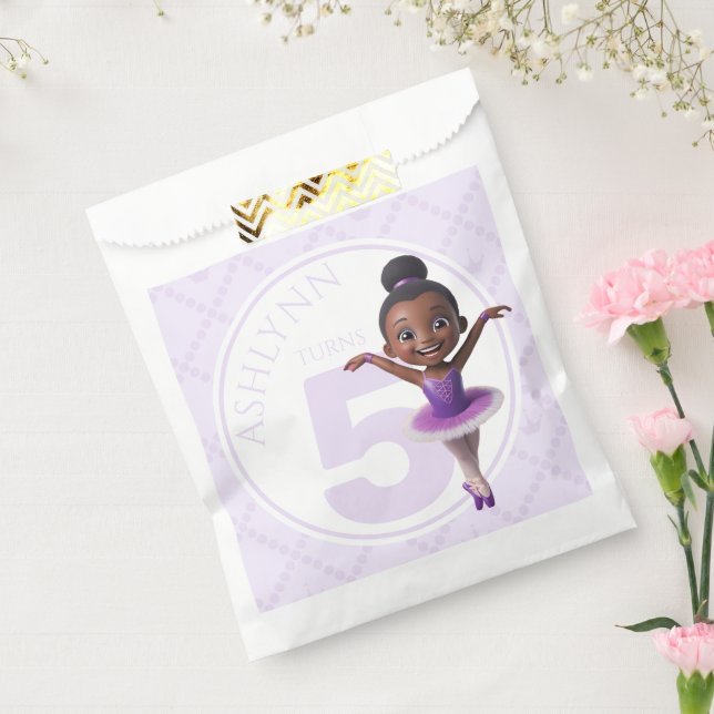 Sacolinha Aniversário de Bailarina com Tutu Roxo Personaliza (Selado)
