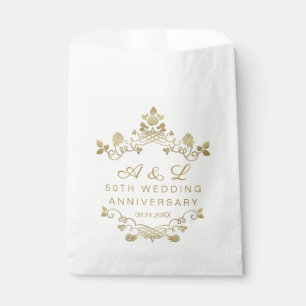Sacolinha Aniversário de Casamento Dourado Floral 50º