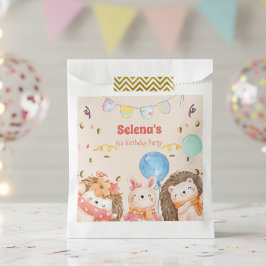 Sacolinha Aniversário de criança de animais das florestas aq
