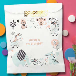 Sacolinha Aniversário de criança de animais selvagens safari