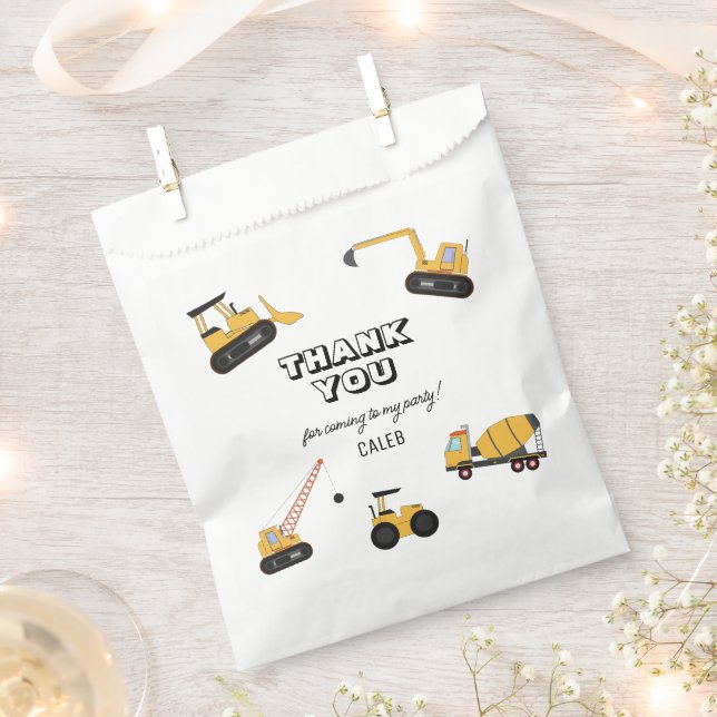 Sacolinha Aniversário de criança de Caminhão de Construção (Cortado)