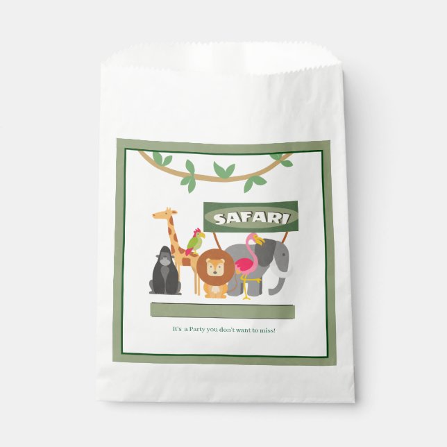 Sacolinha Aniversário de criança Safari Partido Favor Bag (Frente)
