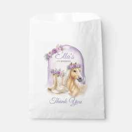 Sacolinha Aniversário de Meninas com Cavalo Floral Roxo