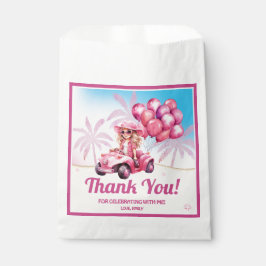 Sacolinha Aniversário de Praia Convertível Rosa Personalizad