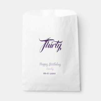 Sacolinha Aniversário de trinta 30º nome data estilo roxo pa