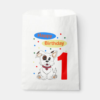 Sacolinha Aniversário de Um Ano da Criança Cachorrinho Fofo
