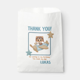 Sacolinha Aniversário do Aviator Party Bear Obrigado Favor B