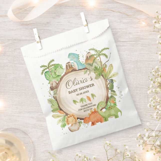 Sacolinha Aniversário do Chá de fraldas Bonito dos Dinossaur (Cortado)