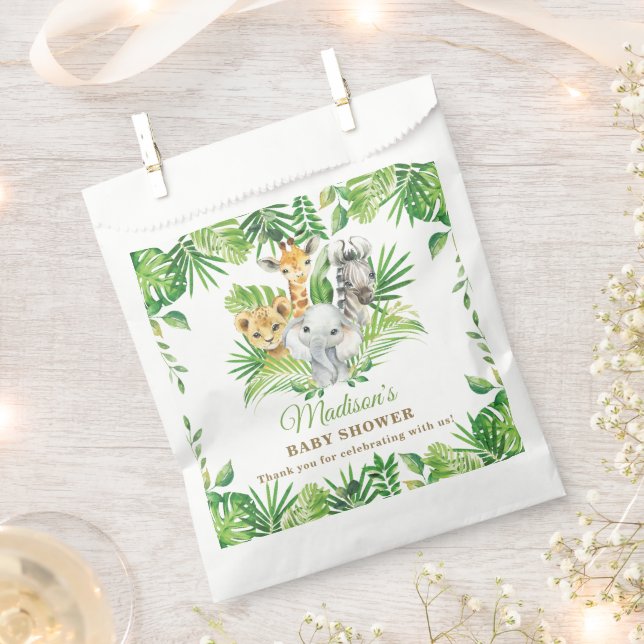 Sacolinha Aniversário do Chá de fraldas Verde da Selva (Cortado)