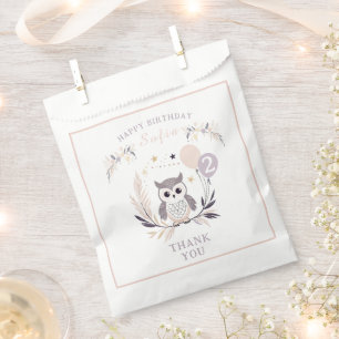 Sacolinha Aniversário do Pastel Boho Owl e Balões