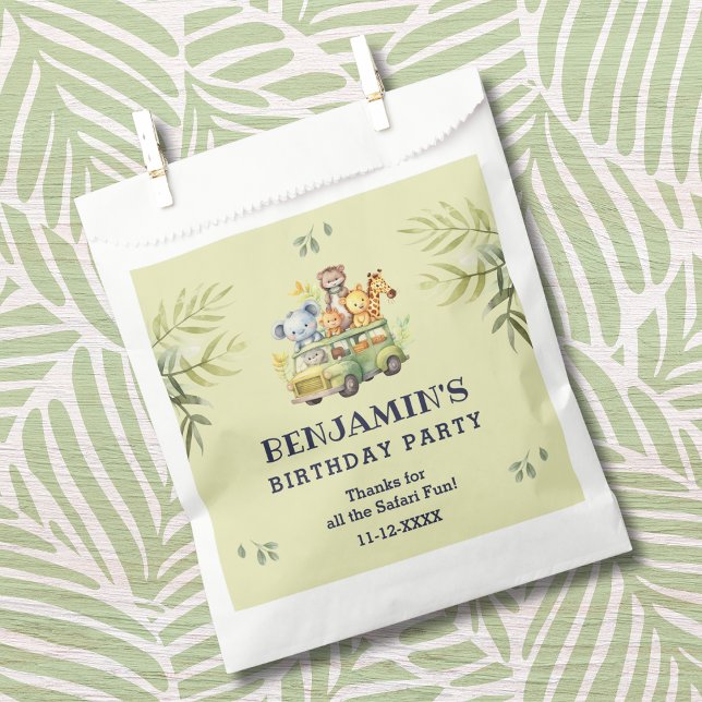 Sacolinha Aniversário do Safari Animal Selvagem Cura Obrigad (Criador carregado)