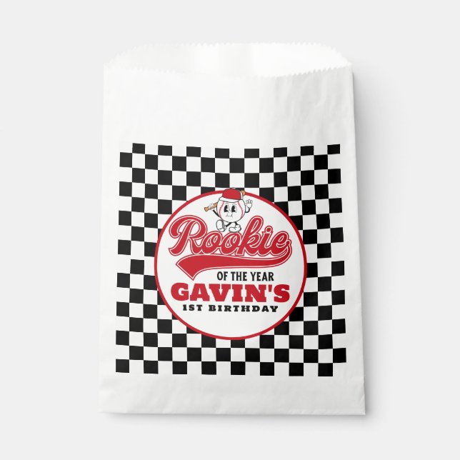 Sacolinha Aniversário Personalizado Do Ano Do Baseball (Frente)