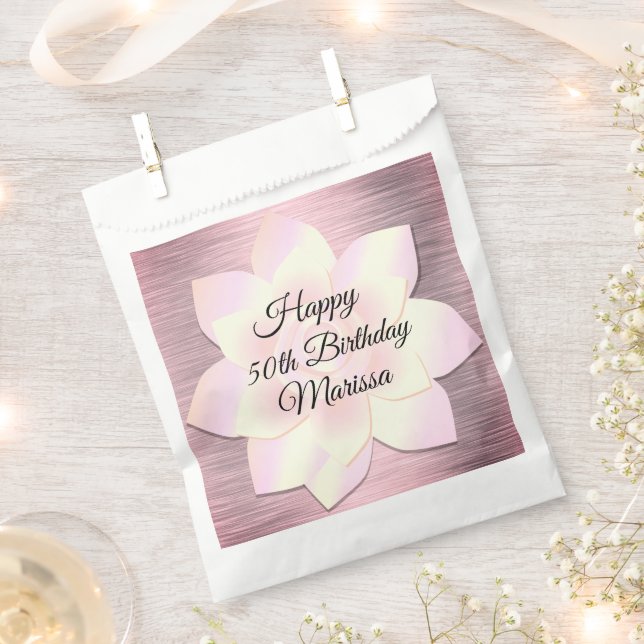 Sacolinha Aniversário Personalizado do Flor do Lotus Blush R (Cortado)